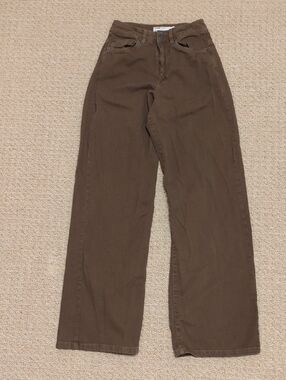 Garage Wide Leg Brown High-Rise Jeans